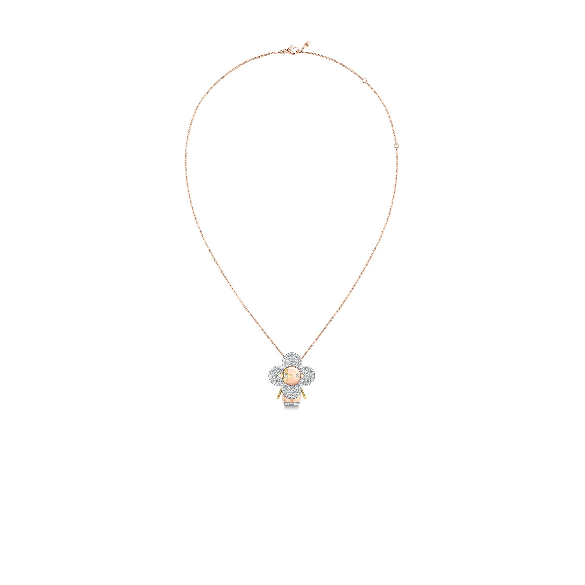LOUIS VUITTON ヴィヴィエンヌ ネックレス シルバー Vivienne large pendant, 3 golds & diamonds pavage - Jewelry